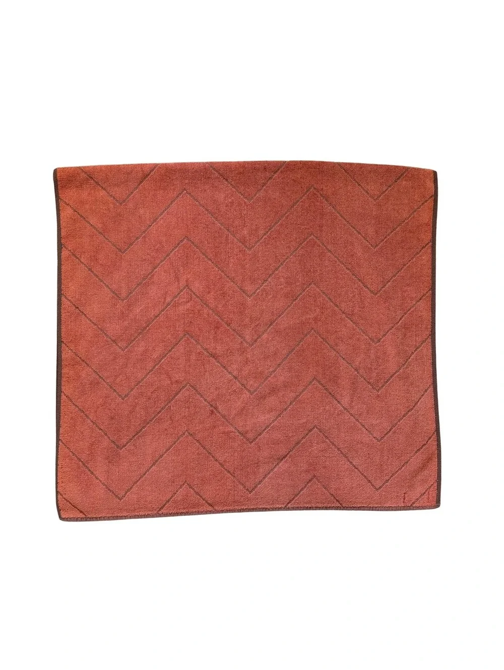 1970s Vintage Martex Burnt Orange Bath Towel with Chevron Design